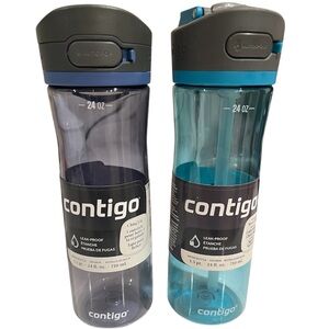 Two Contigo Leak-Proof Water Bottles - Blue and Gray - NWT